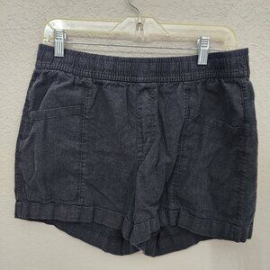 Old Navy Womens Black Elastic Waist Shorts M Linen Blend Casual